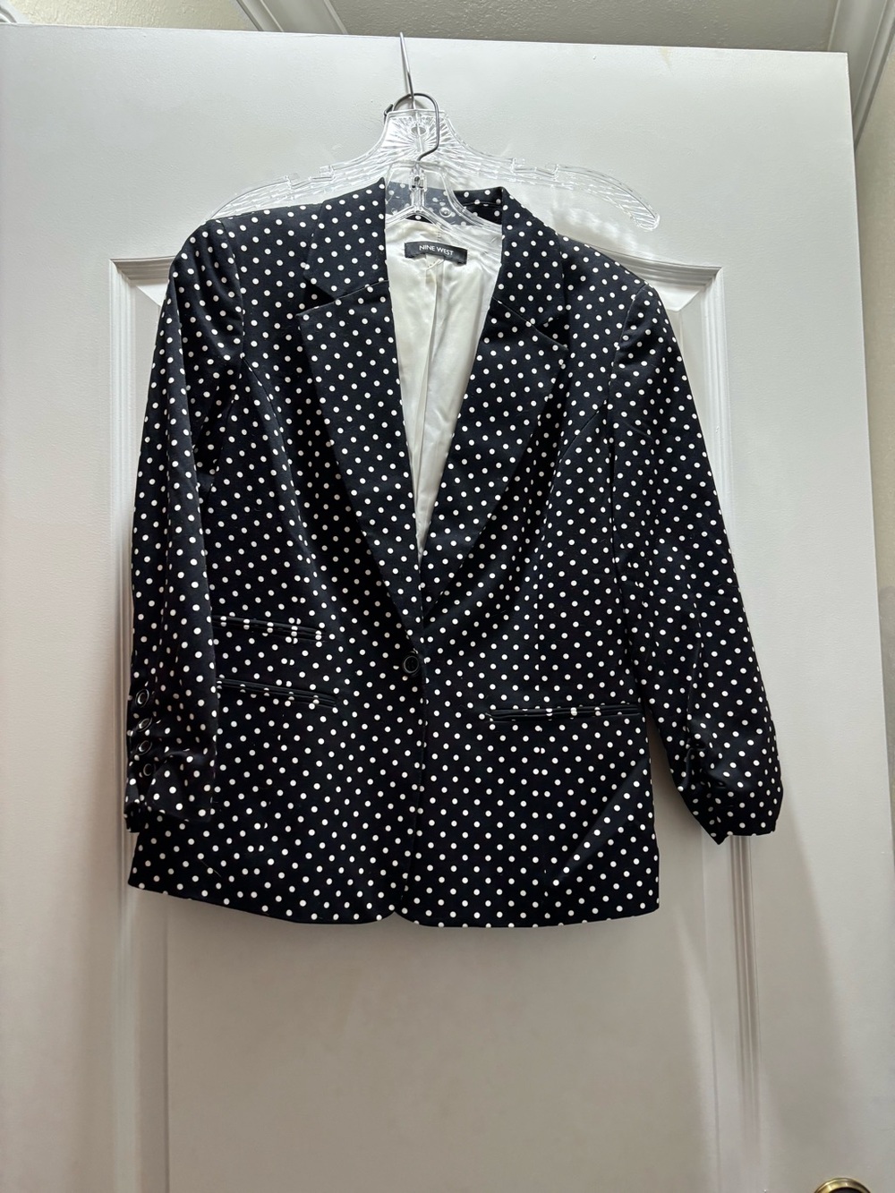 Nine West Black and White Polka Dot Blazer